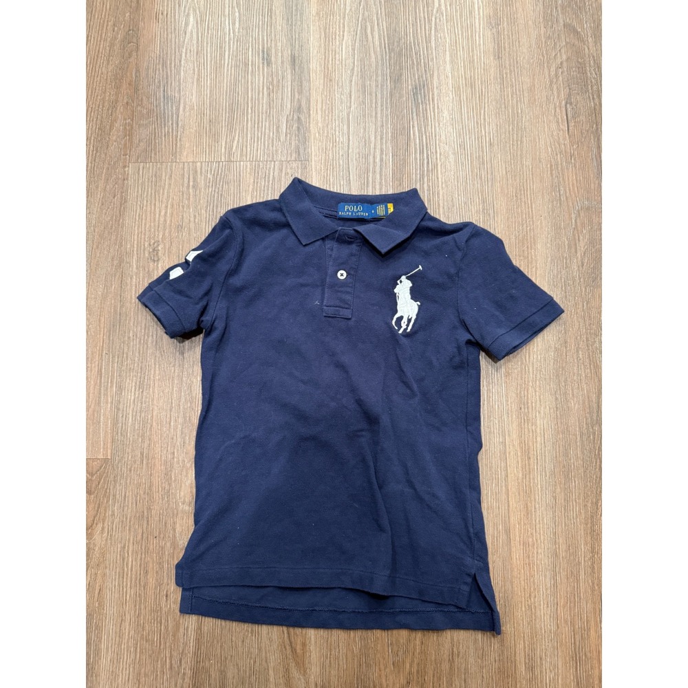 Polo Ralph Lauren Kids Navy Blue Big Pony Cotton Pique Short Sleeve Polo Shirt 6
